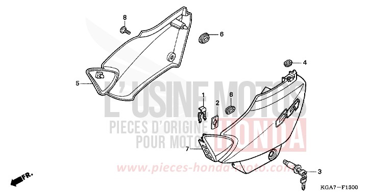 SEITENABDECKUNG von CG125 TITAN ES FORCE SILVER METALLIC (NH411) von 2004